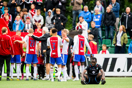 Christian Landu-Landu of Sandnes Ulf looks dejected