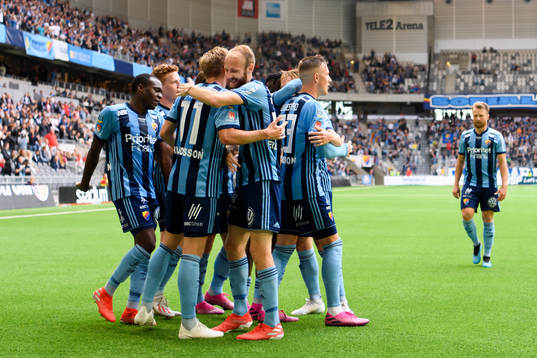 Djurgårdens Jonathan Ring och Curtis Edwards jublar