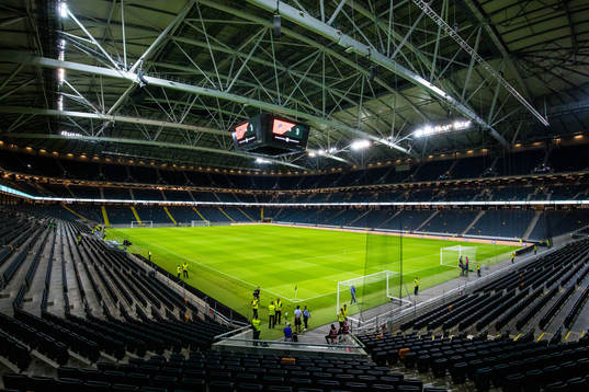 General view of Friends Arena a head of the International