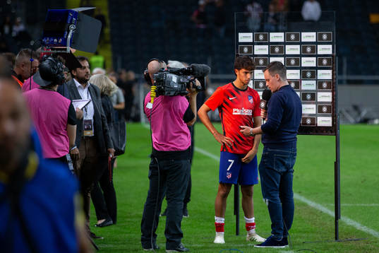 Joao Felix Sequeira of Atletico Madrid is being interviewed