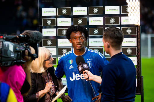 Juan Cuadrado of Juventus being interview