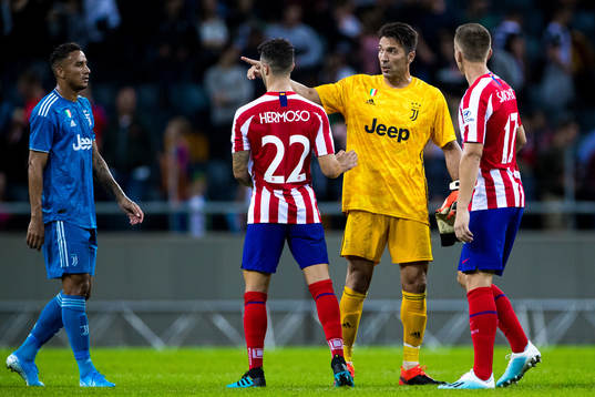 Goalkeeper Gianluigi Buffon of Juventus in discussion and