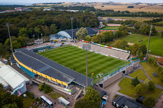 Drönarvy över Landskrona Idrottsplats