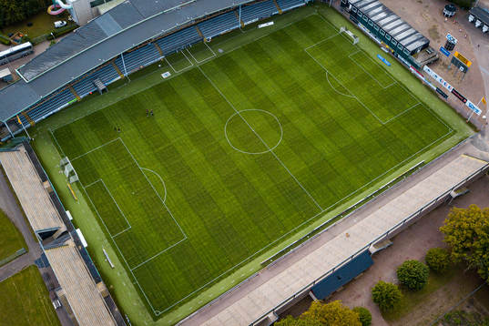 Drönarvy över Landskrona Idrottsplats