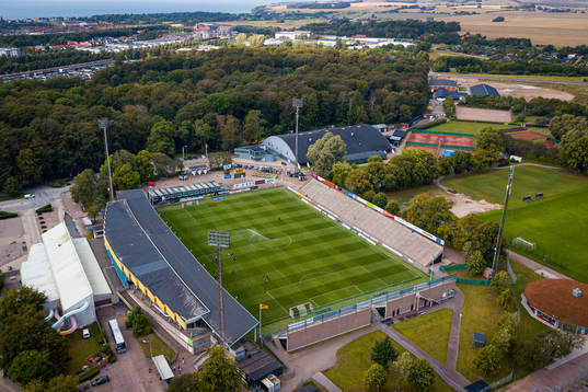 Drönarvy över Landskrona Idrottsplats