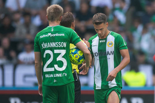 Hammarbys Aron Johannsson och Alexander Kacaniklic i