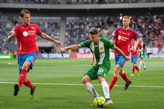 Helsingborgs Fredrik Liverstam och Markus Holgersson mot
