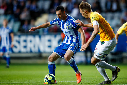IFK Göteborgs Giorgi Kharaishvili och Falkenbergs Tobias