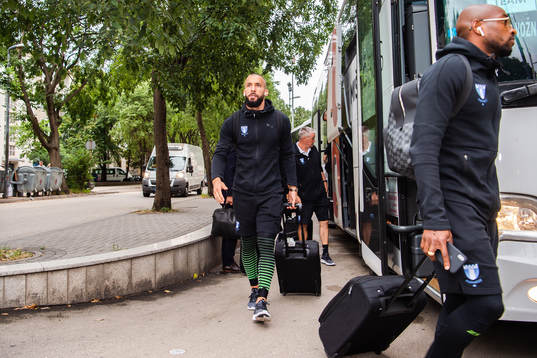 Guillermo Molins of Malmö FF arrives at the team hotel