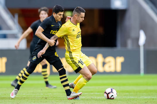 Tarik Elyounoussi of AIK and Ariel Pawel Borysiuk of