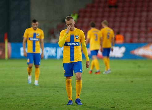 Gudmundur Thórarinsson of IFK Norrköping looks dejected