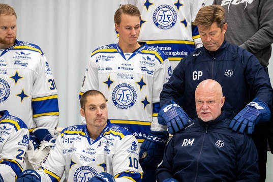 Johan Fransson Leksands IF bredvid tränare Roger Melin