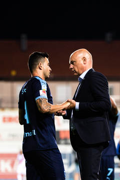 Behrang Safari and Uwe Rösler, head coach of Malmö FF