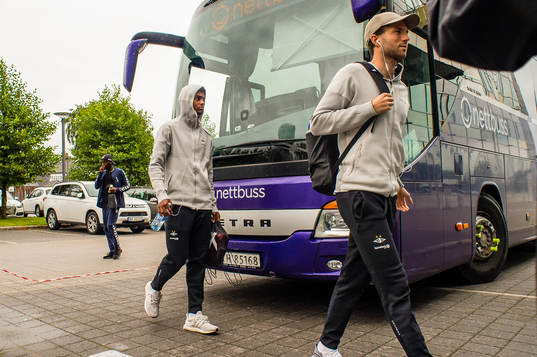 Emil Konradsen Ceide and Marius Lundemo of Rosenborg arrives