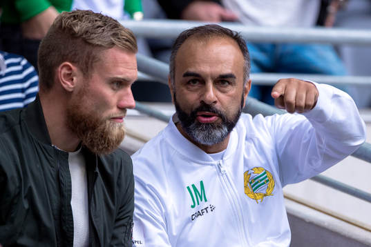 Hammarbys fystränare Janne Mian (h) och David Fällman (v)