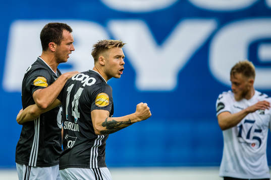 Even Hovland and Alexander Toft Søderlund of Rosenborg