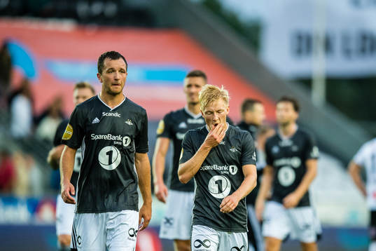 Even Hovland and Birger Solberg Meling of Rosenborg looks