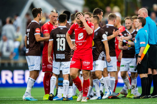 Amer Ordagic of Brann looks dejected