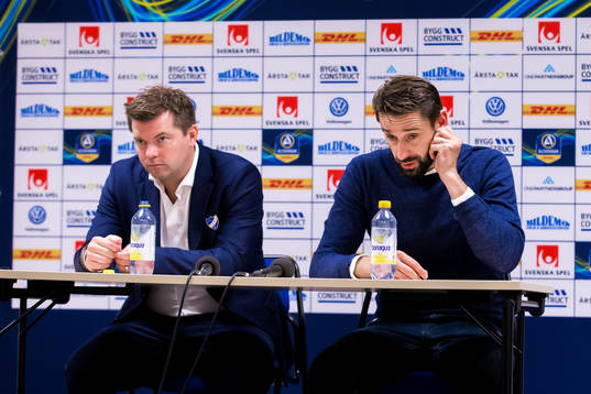 Norrköpings tränare Jens Gustafsson och Sirius tränare