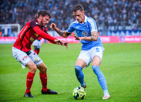 Falkenbergs Karl Söderström och Malmö FFs Sören Rieks
