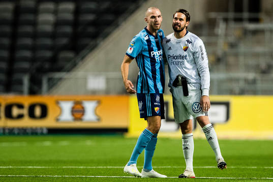 Djurgårdens Marcus Danielson och målvakt Tommi Vaiho