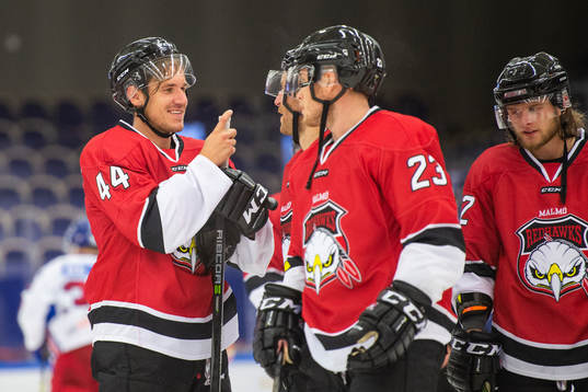 Malmö Redhawks Jesper Jensen Aabo och Christoffer Forsberg
