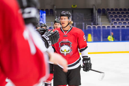 Malmö Redhawks Emil Sylvegård jublar