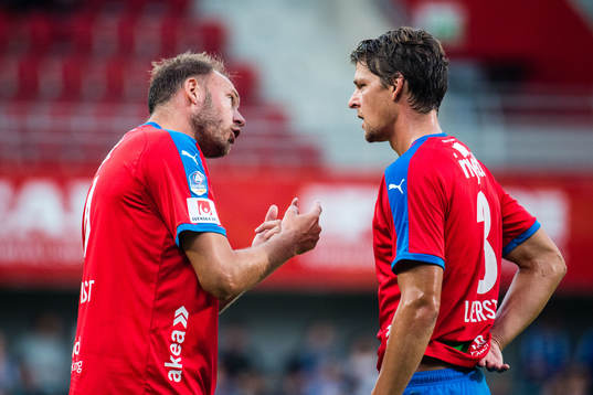 Helsingborgs Andreas Granqvist och Fredrik Liverstam i