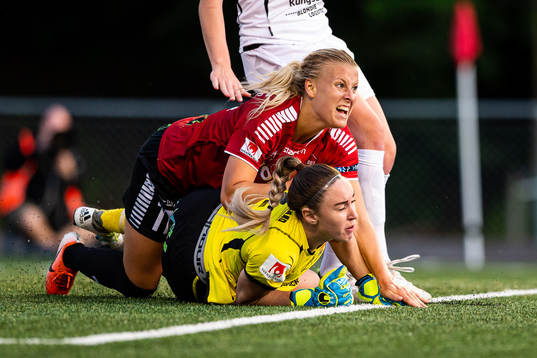 Limhamn Bunkeflos Sophie Sundqvist och Kungsbackas målvakt