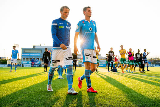 Tapio Heikkilä and Ari Mohr Jónsson of Sandnes Ulf look