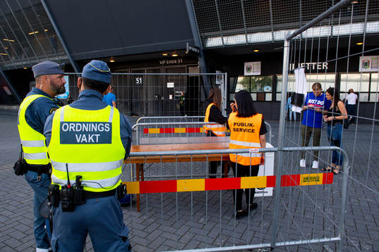 General view of a security checkpoint outside of Malmö New