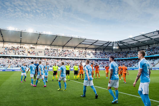 Players of Malmö FF entering the pitch