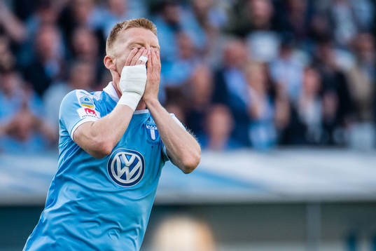 Anders Christiansen of Malmö FF looks dejected