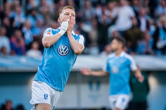 Anders Christiansen of Malmö FF looks dejected