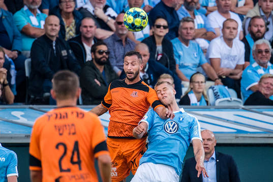 Mohammad Ghadir of Bnei Yehuda and Felix Beijmo of Malmö FF