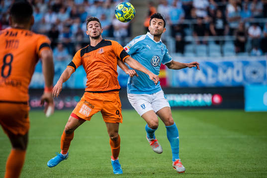 Dor Jan of Bnei Yehuda and Behrang Safari of Malmö FF