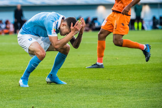 Arnor Traustason of Malmö FF looks dejected