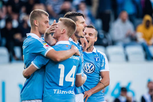 Markus Rosenberg and Eric Larsson of Malmö FF celebrates