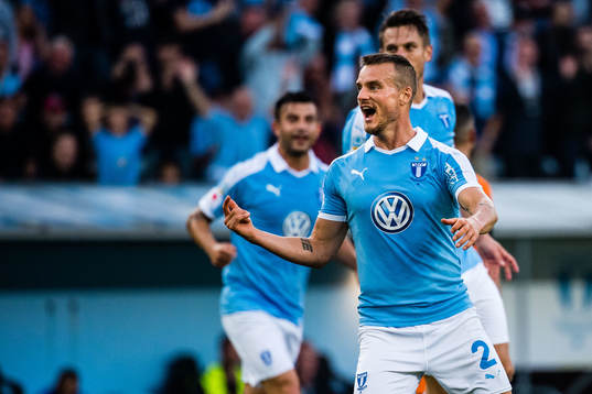 Eric Larsson of Malmö FF celebrates