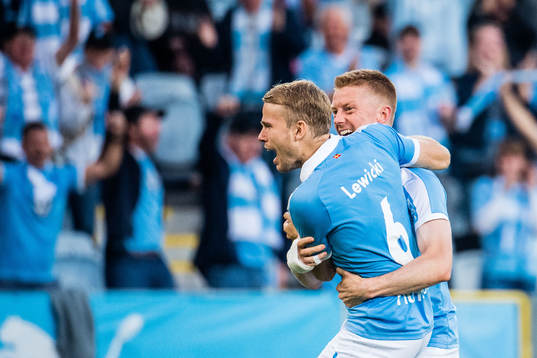 Anders Christiansen and Oscar Lewicki of Malmö FF
