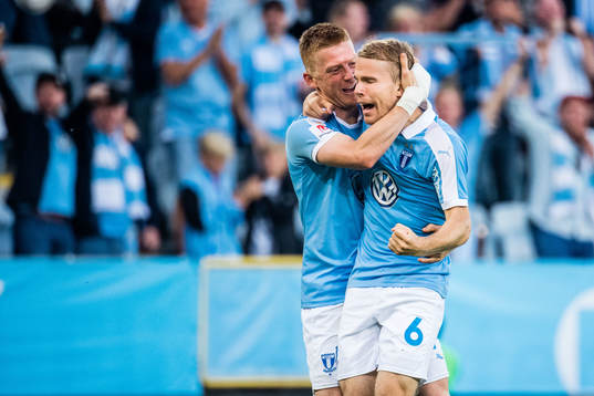 Anders Christiansen and Oscar Lewicki of Malmö FF