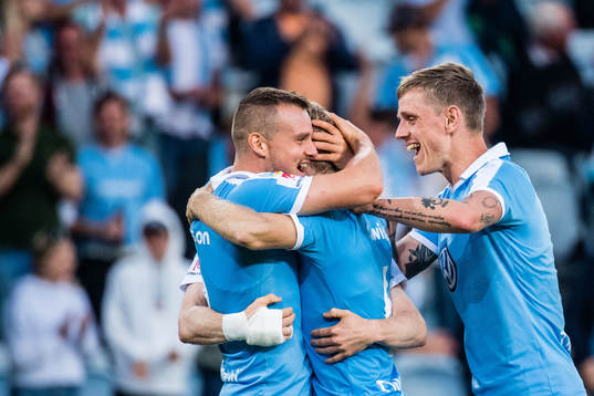 Eric Larsson, Oscar Lewicki and Sören Rieks of Malmö FF