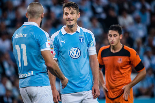 Guillermo Molins and Markus Rosenberg of Malmö FF