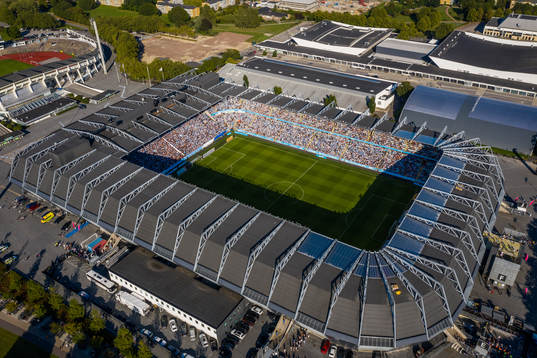 Drönarbild över stadion