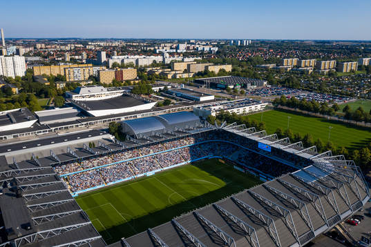 Drönarbild över stadion
