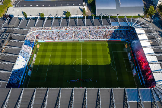 Drönarbild över stadion