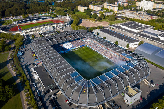 Drönarbild över stadion