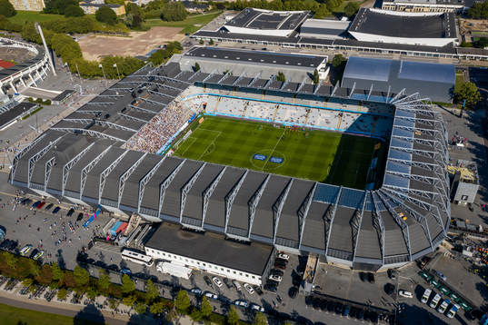 Drönarbild över stadion
