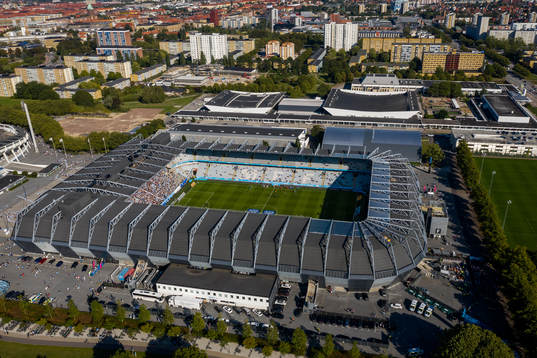 Drönarbild över stadion
