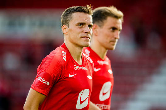 Ruben Yttergård Jenssen and Amer Ordagic of Brann look